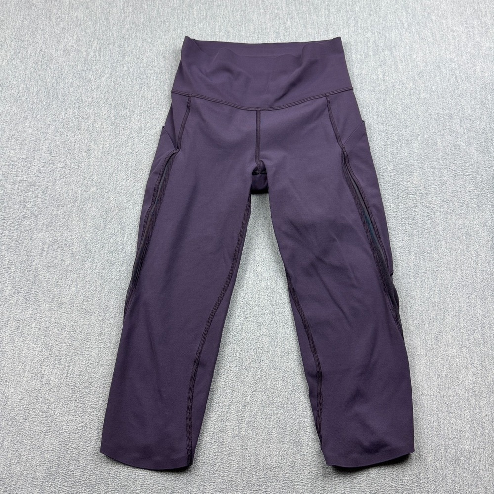 Lululemon Leggings Women 4 Purple Pace Perfect Crop 18" Pockets Stretch Gym Yoga
